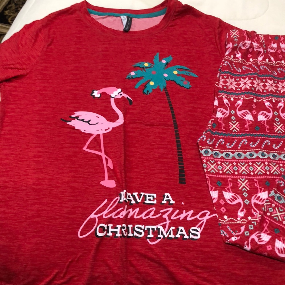 Christmas Flamingo pajamas size Small
